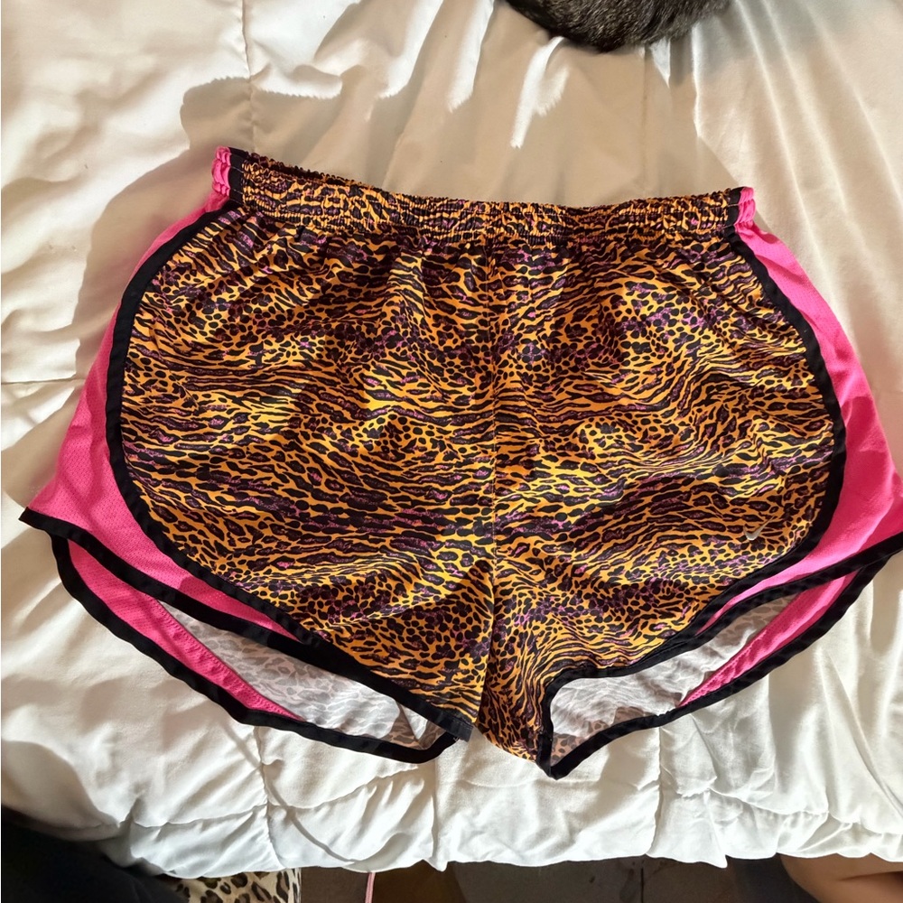 Nike Leopard Print and Pink Athletic Shorts